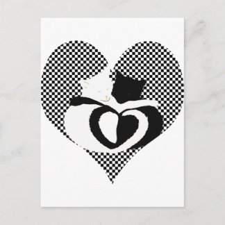 CAT-Schwanz - Liebe Schwarz-weiß Postkarte