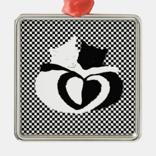 CAT-Schwanz - Liebe Schwarz-weiß Silbernes Ornament