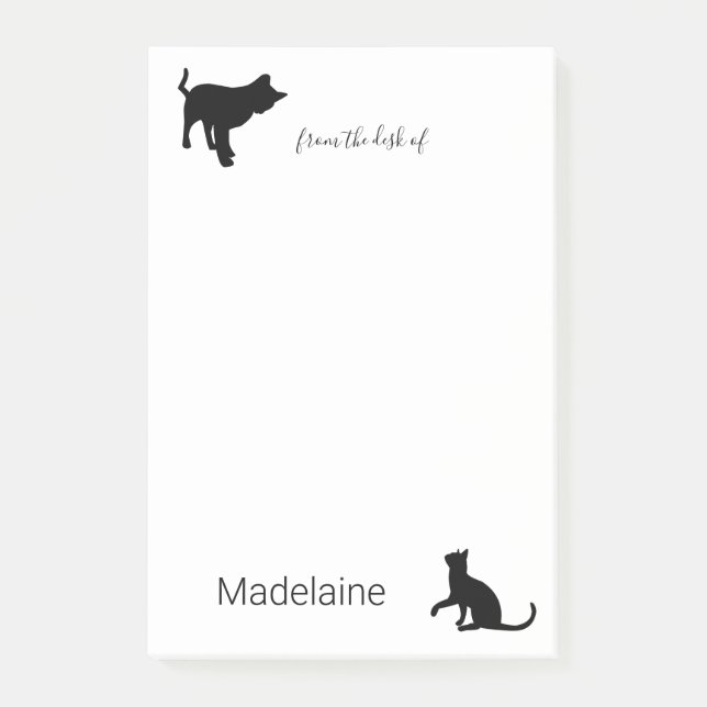 Cat Schwarz-weiß Personal Pet Lovers Post-it Klebezettel (Vorderseite)