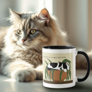 Cat Schwarz-weiß Pflanze Funny Tasse