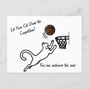 Cat Scores Big Slam Dunk Postkarte