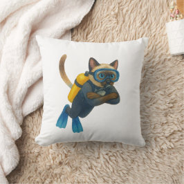 Cat scuba divers dive in the sea kissen