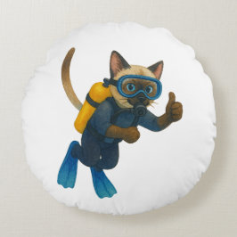 Cat scuba divers dive in the sea rundes kissen