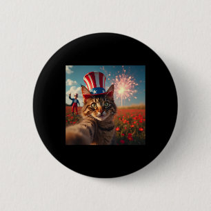 Cat Selfie 4. Juli American Flag Patriotic USA Button