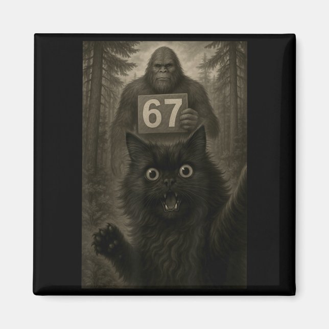 Cat Selfie 67 Meme Six Seven Funny Bigfoot  Magnet (Vorne)