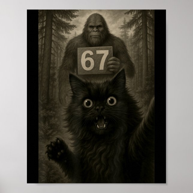 Cat Selfie 67 Meme Six Seven Funny Bigfoot  Poster (Vorne)