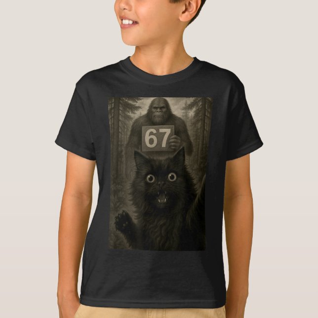 Cat Selfie 67 Meme Six Seven Funny Bigfoot  T-Shirt (Vorderseite)