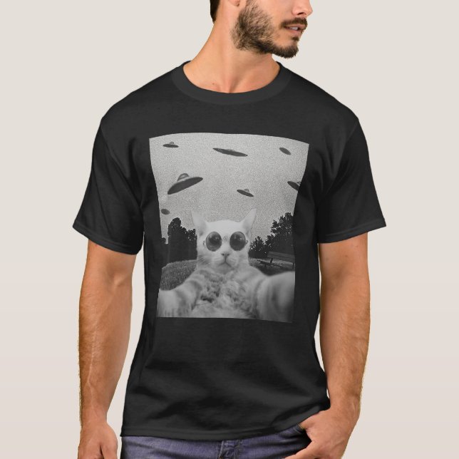Cat selfie Alien UFO Selfie Cat T-Shirt (Vorderseite)
