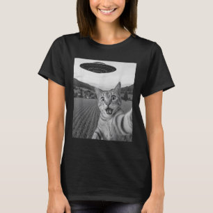 Cat Selfie mit Alien Ufo Funny Cat Funny Alien T-Shirt