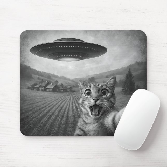 Cat Selfie mit Alien UFO Funny Cat Geschenke Mousepad (Mit Mouse)