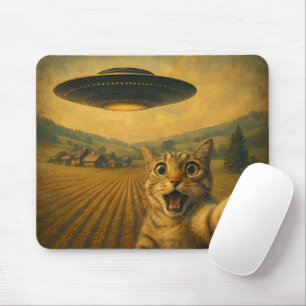 Cat Selfie mit Alien UFO Funny Cat Geschenke Mousepad