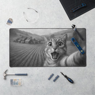 Cat Selfie mit Alien UFO Funny Cat Geschenke Schreibtischunterlage