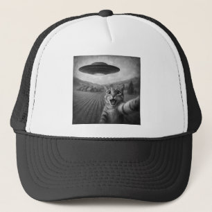 Cat Selfie mit Alien UFO Funny Cat Geschenke Truckerkappe