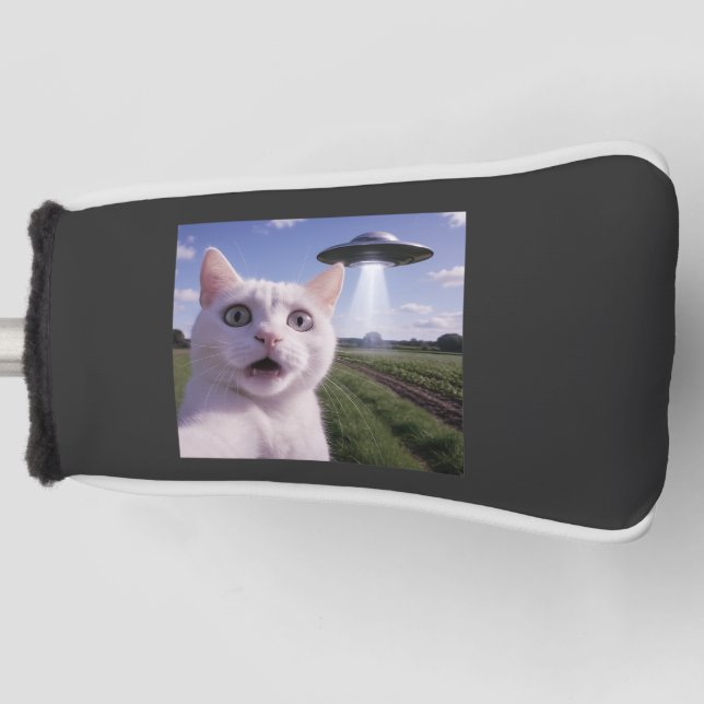 Cat Selfie mit Alien Ufo Golf Headcover (Vorderseite)