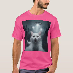 Cat Selfie mit Ufo Funny T-Shirt