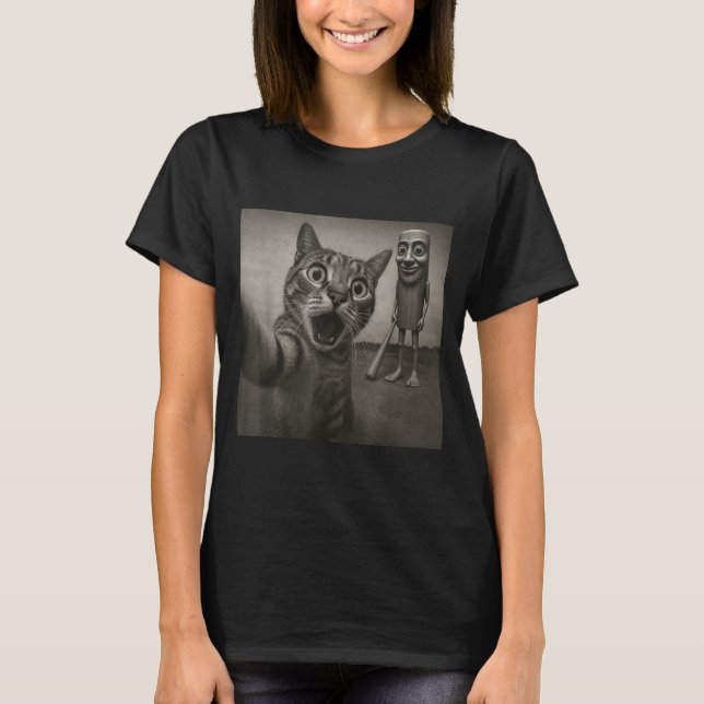 Cat Selfie Tung Tung Tung Sahur Italian Brainrot F T-Shirt (Vorderseite)