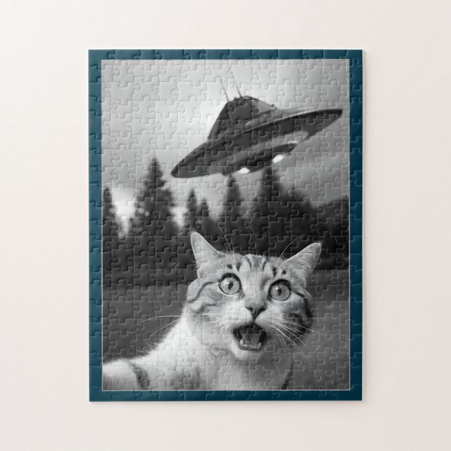 Cat Selfie UFO Jigsaw Puzzle Funny (Vertikal)