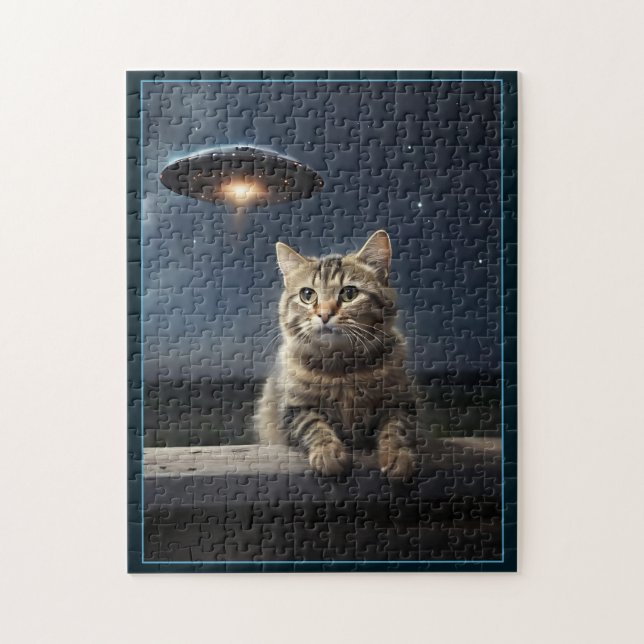 Cat Selfie UFO Jigsaw Puzzle Funny Alien (Vertikal)