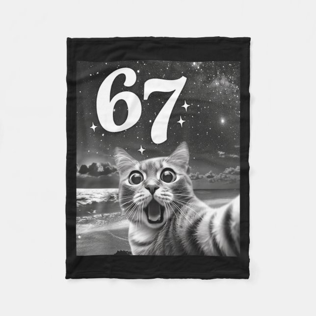 Cat Selfie With 67 Meme Funny Cats Graphic For Men Fleecedecke (Vorderseite)