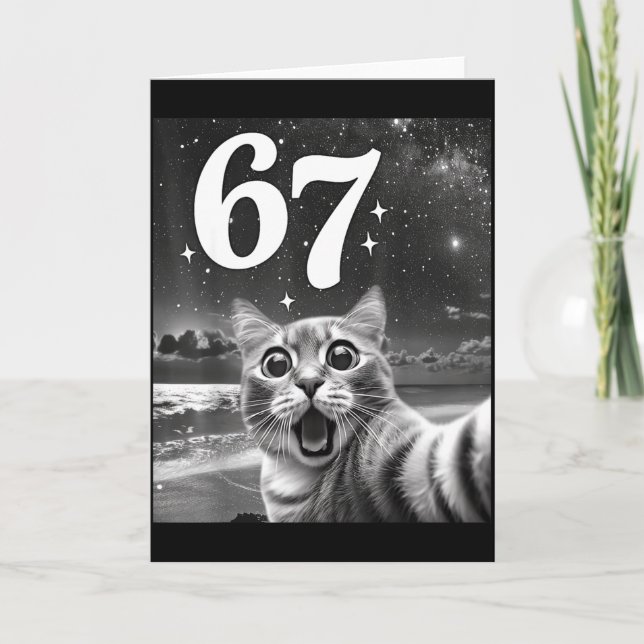 Cat Selfie With 67 Meme Funny Cats Graphic For Men Karte (Vorderseite)