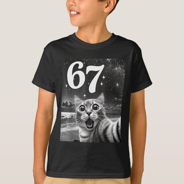 Cat Selfie With 67 Meme Funny Cats Graphic For Men T-Shirt (Vorderseite)