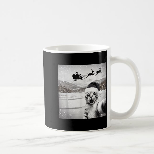 Cat Selfie With Santa For Men Women Kids  Kaffeetasse (Rechts)