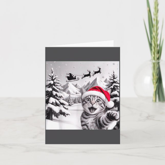 Cat Selfie With Santa  Karte (Vorderseite)