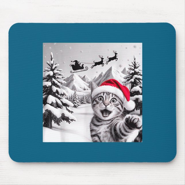 Cat Selfie With Santa  Mousepad (Vorne)