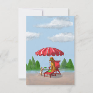 Cat Servant and Poodle Note Card Dankeskarte