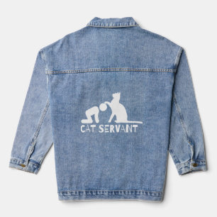 Cat Servant Funny Black T - Shirt für Katzen Besit Jeansjacke