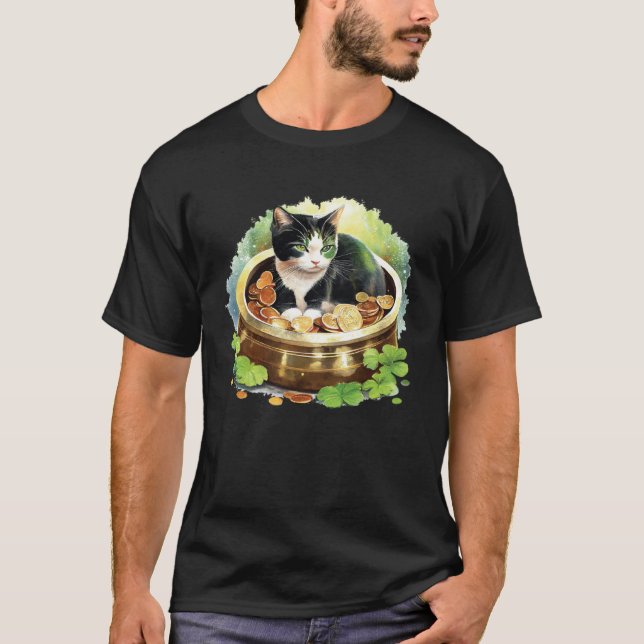Cat Shamrock St Patrick s Day Leprechaun Cat  Cat T-Shirt (Vorderseite)