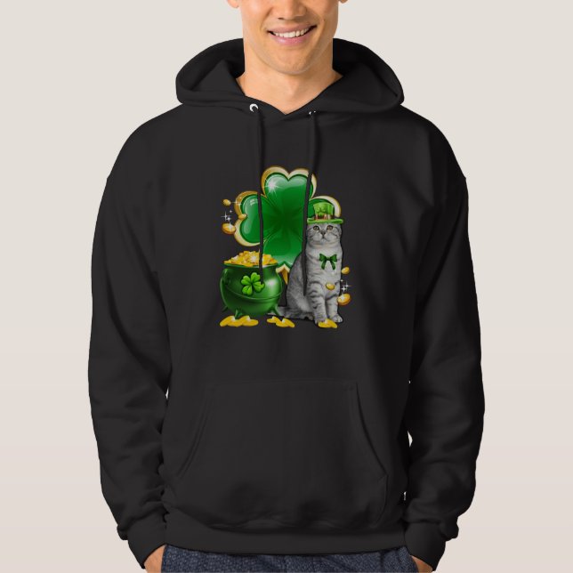 Cat Shamrock St Patricks Day Cat Meowy Irish Hoodie (Vorderseite)