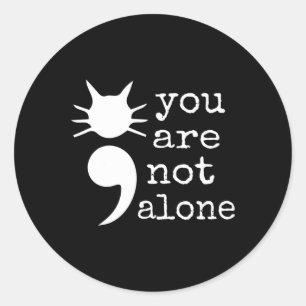 Cat Shape Semicolon Geschenke Suizidprävention Awa Runder Aufkleber