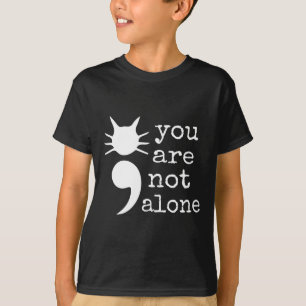Cat Shape Semicolon Geschenke Suizidprävention Awa T-Shirt