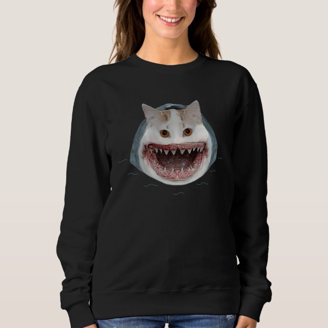 Cat Shark   Shark  Cat    Scary Cat Sweatshirt (Vorderseite)