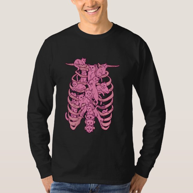 Cat Shirt Kitty Shirt Skull Skeletts Pastel Goth (Vorderseite)