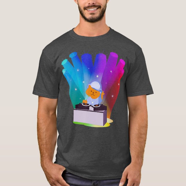 Cat Shirt Rainbow DJ Cat (Vorderseite)