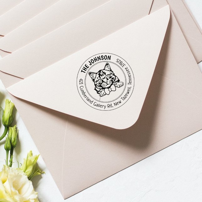 Cat Siberian Family Rücksendeadresse Gummistempel (Von Creator hochgeladen)