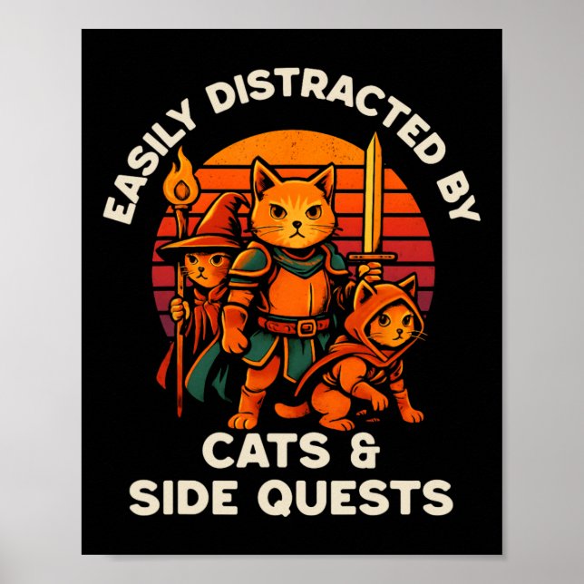 Cat Side Quest Funny Cats Tabletop Gamer Nerd Men  Poster (Vorne)