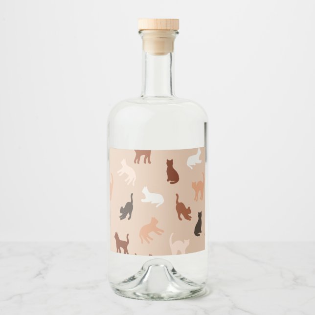 Cat-Silhouette Alkoholflaschenetikett (Vorderseite)