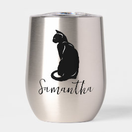 Cat Silhouette Design Thermal Wine Tumbler