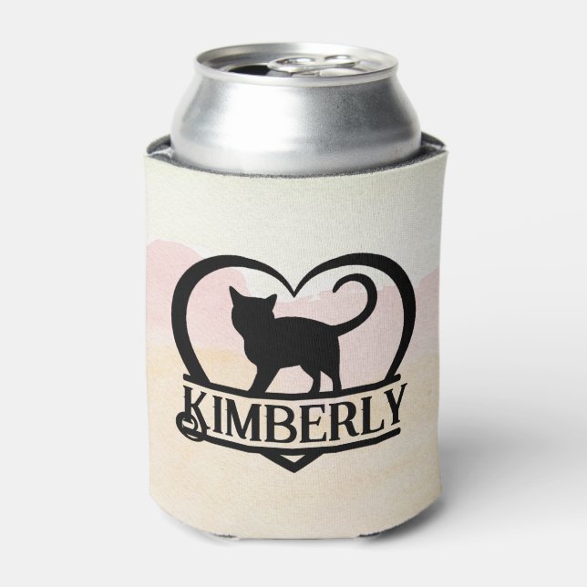 Cat Silhouette Heart Split Monogram Dosenkühler (Kanne Vorderseite)