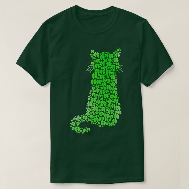 Cat Silhouette Kleeblatt St Patricks Day Kitten Lo T-Shirt (Design vorne)
