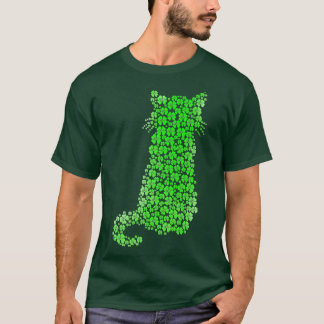 Cat Silhouette Kleeblatt St Patricks Day Kitten Lo T-Shirt