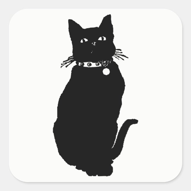 Cat Silhouette Quadratischer Aufkleber (Vorderseite)