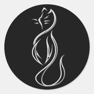 CAT-SILHOUETTE RUNDER AUFKLEBER