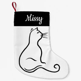 Cat silhouette single line simple black and white kleiner weihnachtsstrumpf
