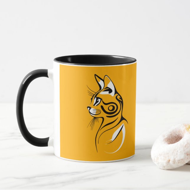Cat-Silhouette Tasse (Mit Donut)