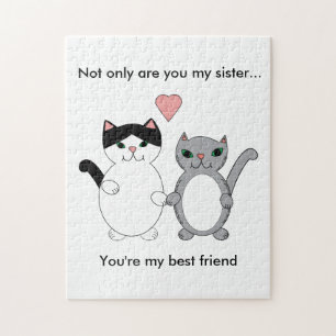 Cat Sister Best Friend Cute Kitty Love Personalize Puzzle