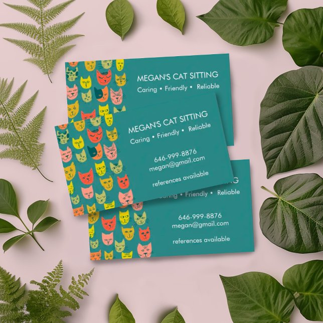 Cat Sitter Niedliche farbenfrohe lustige Kätzchen  Visitenkarte (Von Creator hochgeladen)